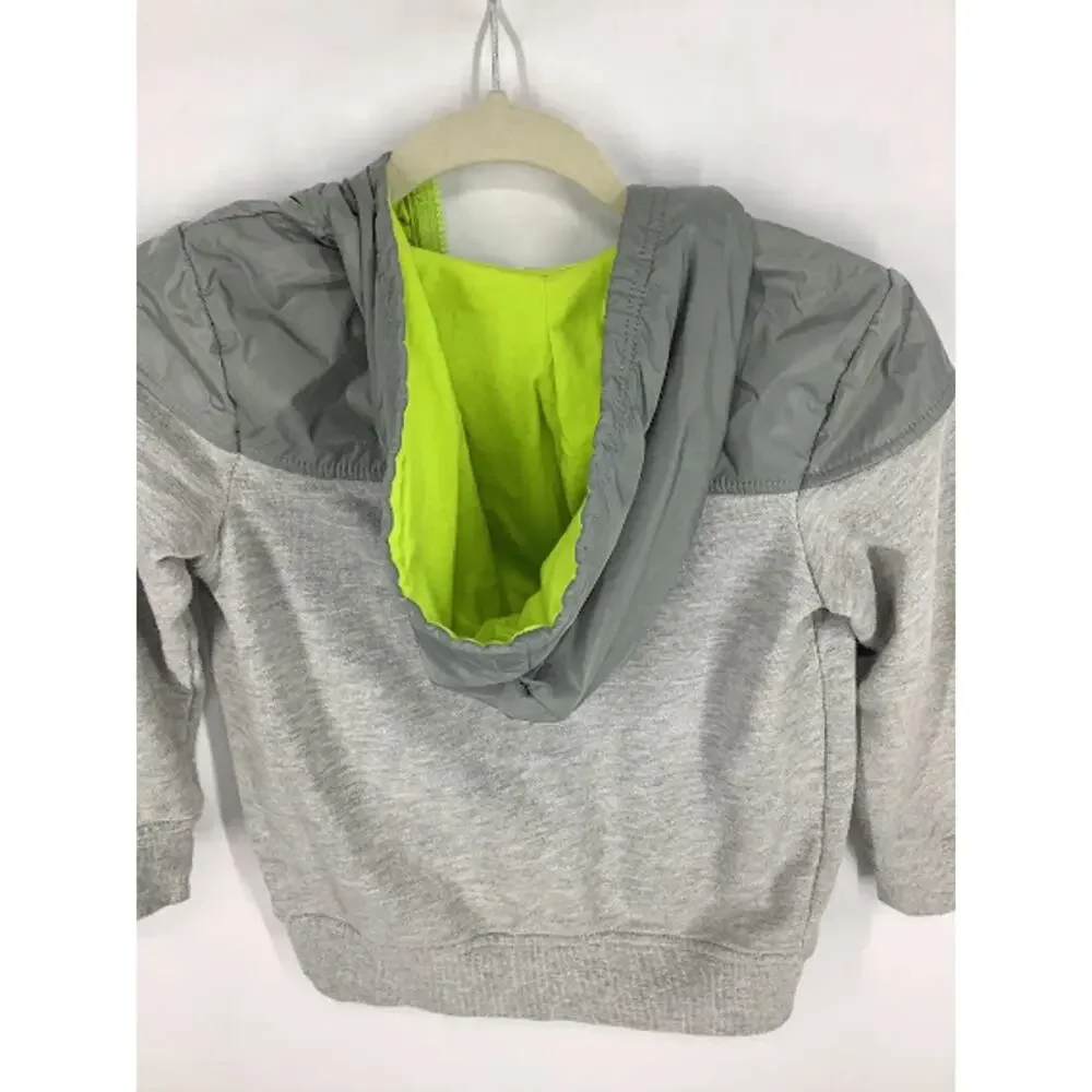 Gymboree Boys Gray Green Full Zip Hooded Sweatshirt Kids Youth Size Small 5-6